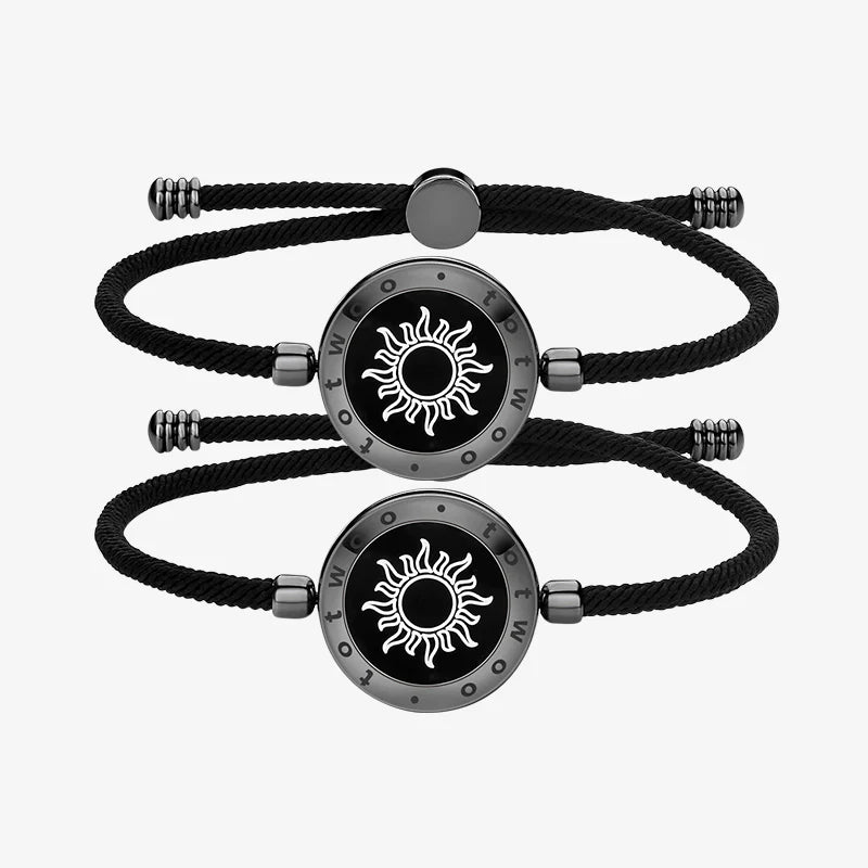 Sun & Moon Touch Bracelets with Milan Rope (Black + Brown)