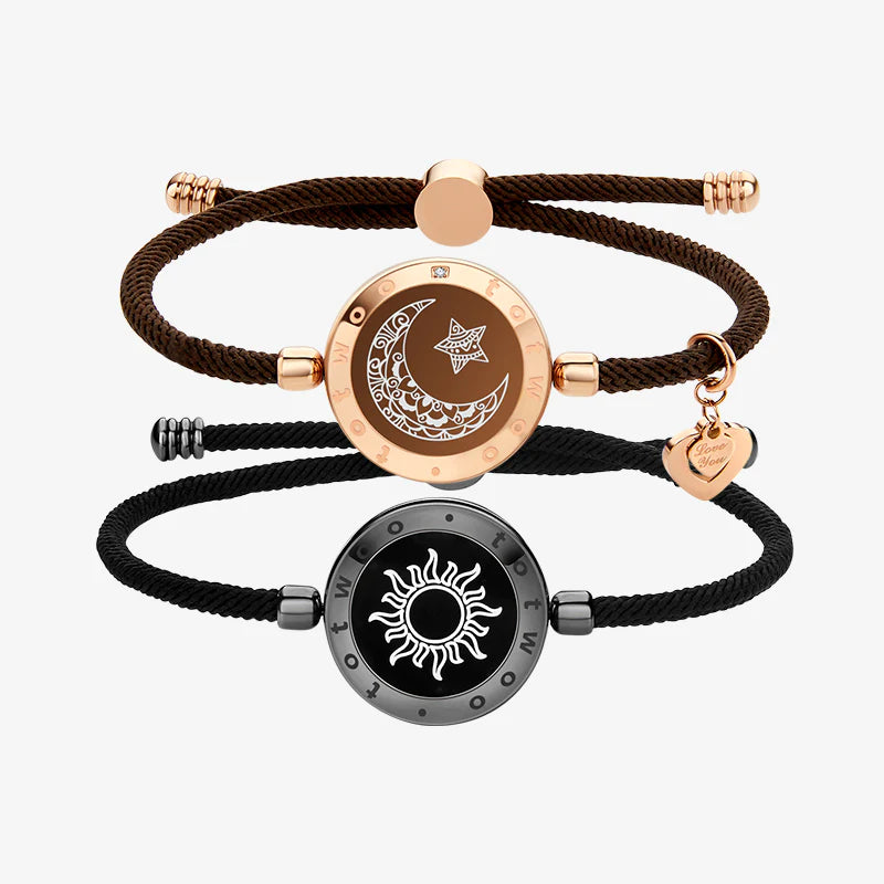 Sun & Moon Touch Bracelets with Milan Rope (Black + Brown)