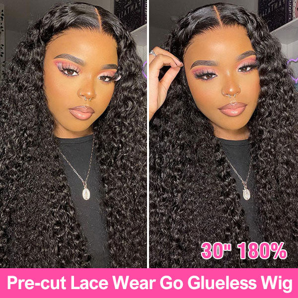 Queenleora Same Water Curly Hair Wear Wigs 180% Density Glueless HD Lace